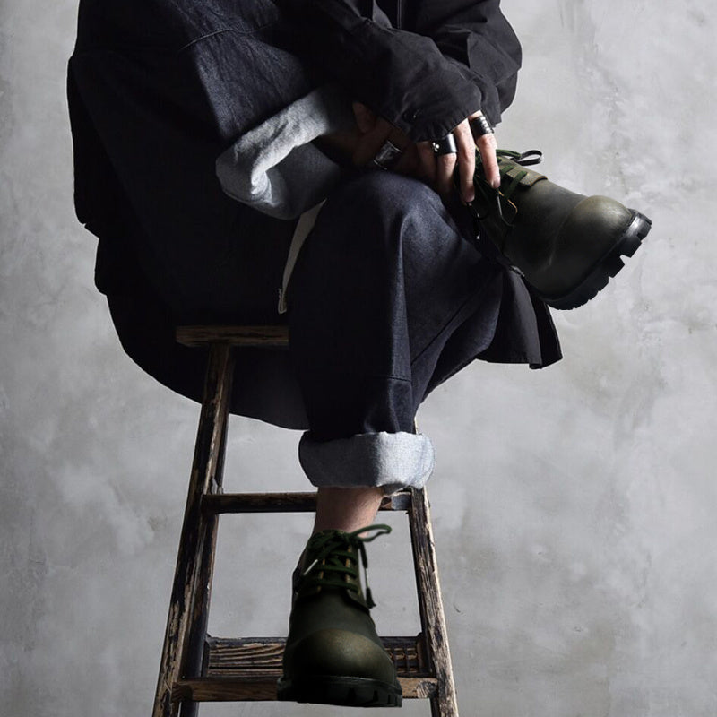 Men's Genuine Leather Handmade Retro Short Work Boots