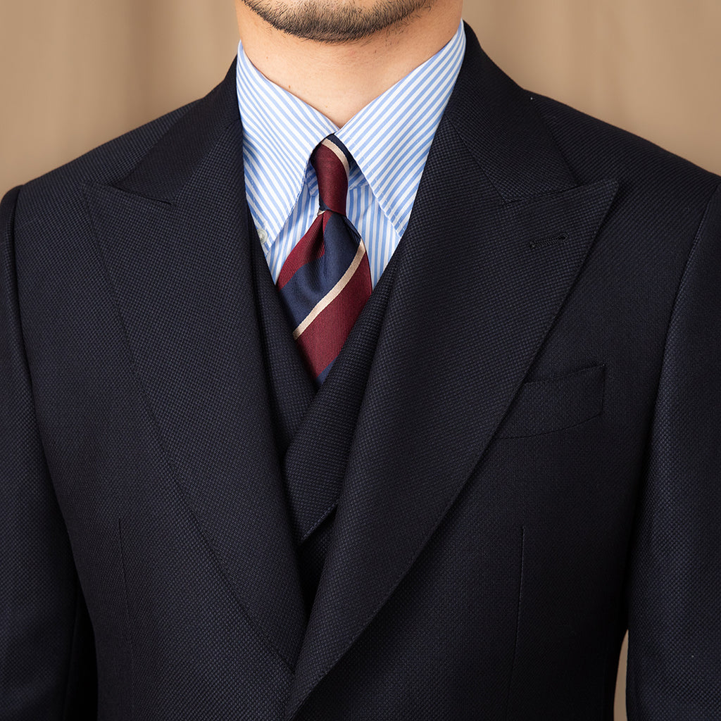 Men's Navy Blue Slim Fit Three-Piece Casual Suit