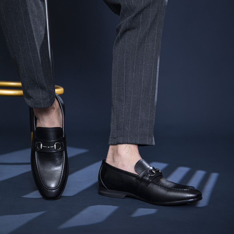 Chaussures d'affaires en cuir faites à la main pour homme avec boucle tête de cheval