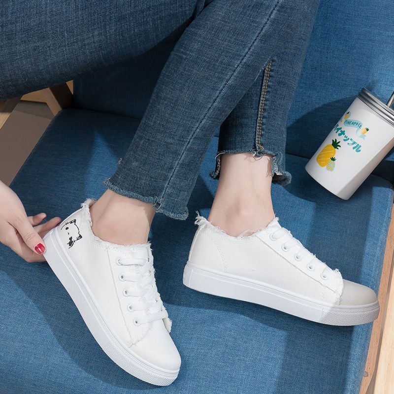 Women's White Canvas Breathable Casual Sports Shoes