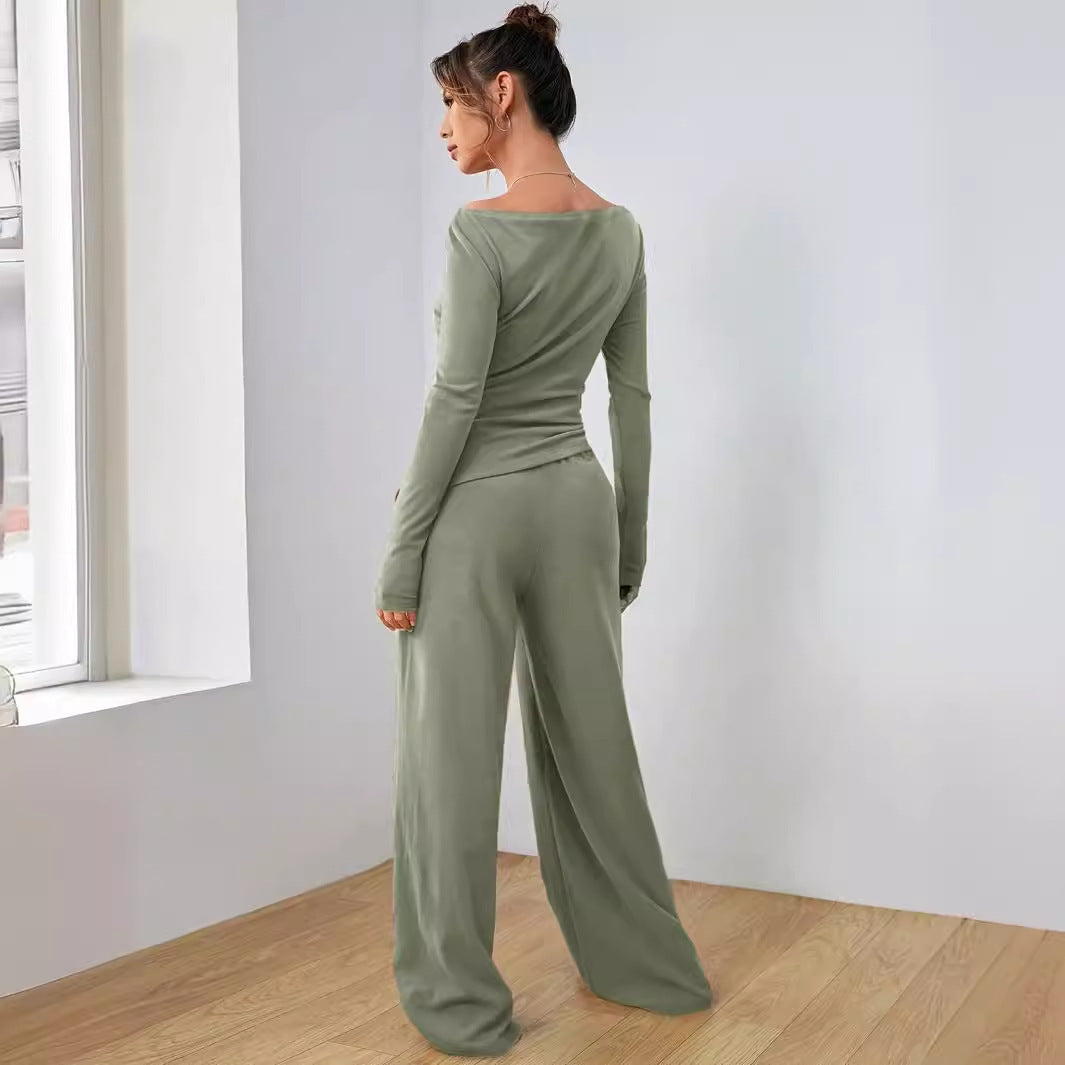 Costume décontracté irrégulier à manches longues pour femme avec poches, en coton, tailles S-XL