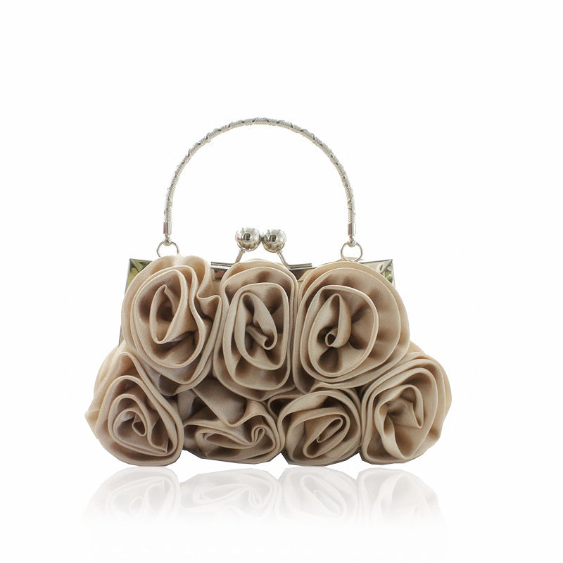 Silk Handheld Rose Bridal Dinner Bag 20x12x5cm