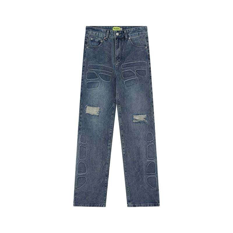 American-Style Retro Washed Wide-Leg Jeans for Men