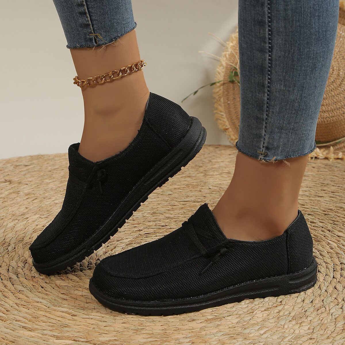 Mocassins plats à lacets décontractés grande taille pour femmes