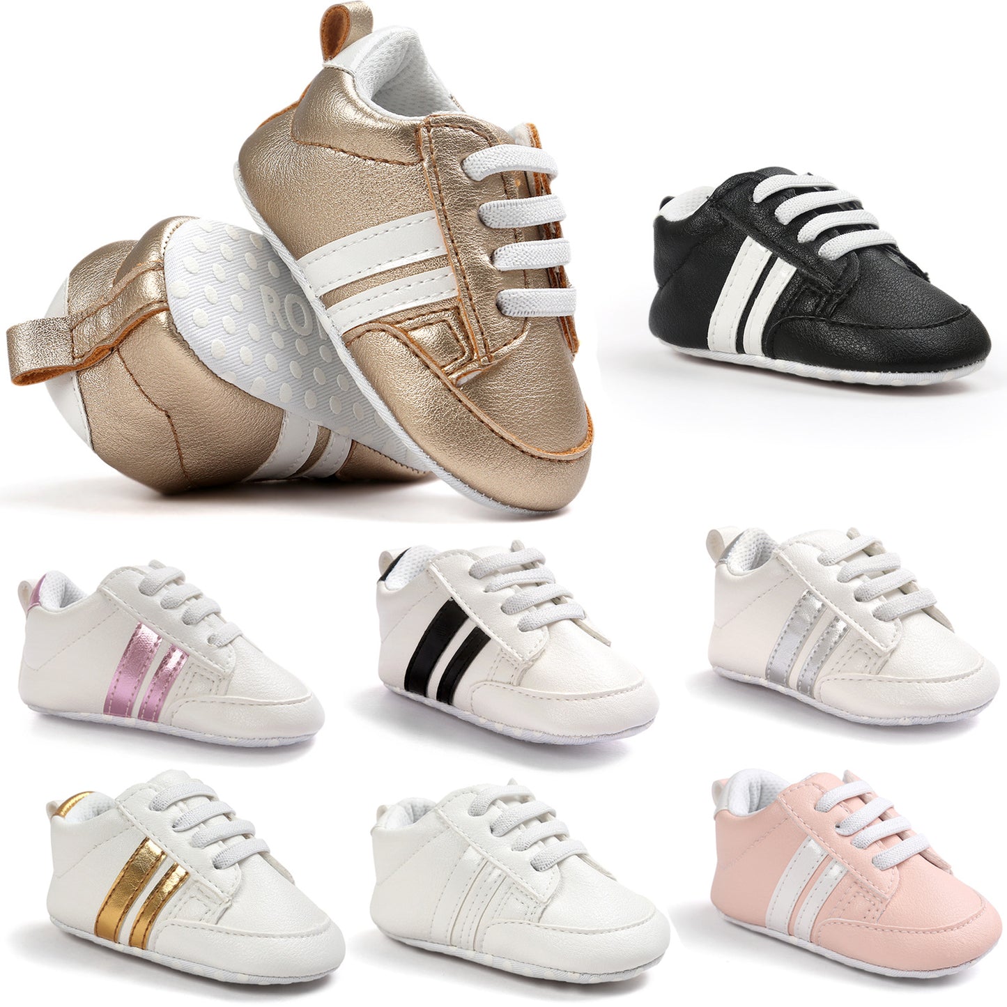 Mocassins pour bébé garçon ou fille, chaussures pour nourrisson en cuir PU antidérapant et souple, baskets pour nouveau-né