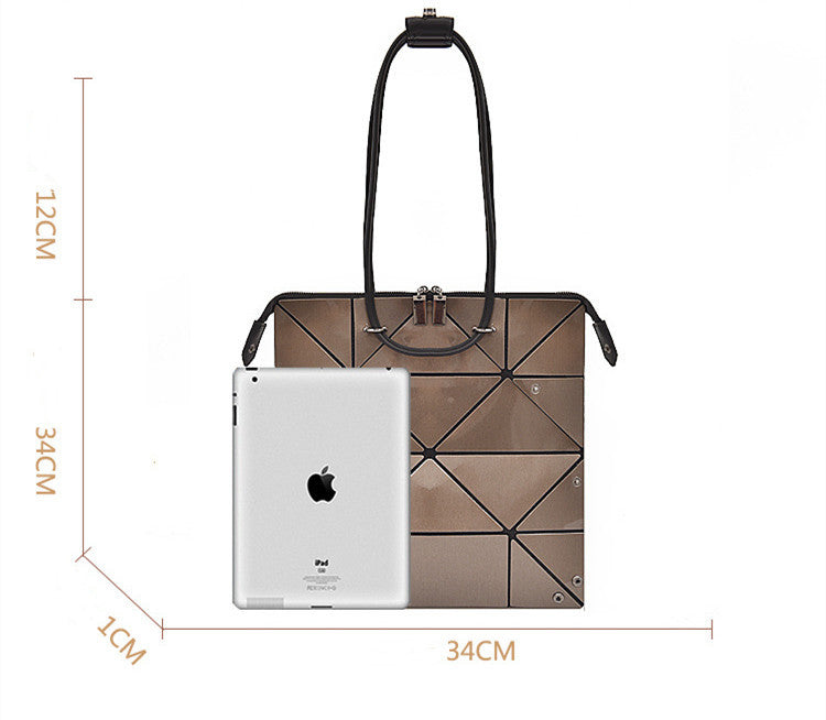 Trendy Medium Folding Geometric Diamond Laser Variety Bag with Zipper