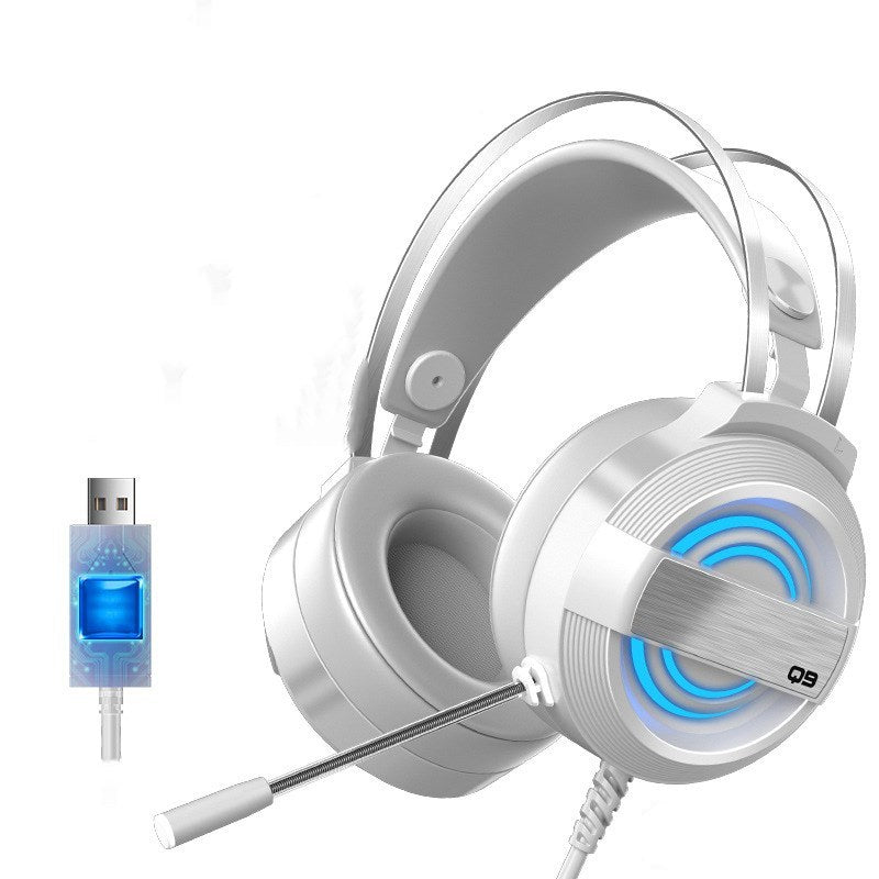 Wired Head-Mounted Bluetooth Gaming Headset with 7.1 Sound and Colorful Lighting