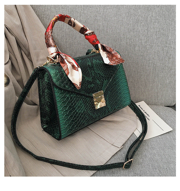 Snake print silk scarf handbag