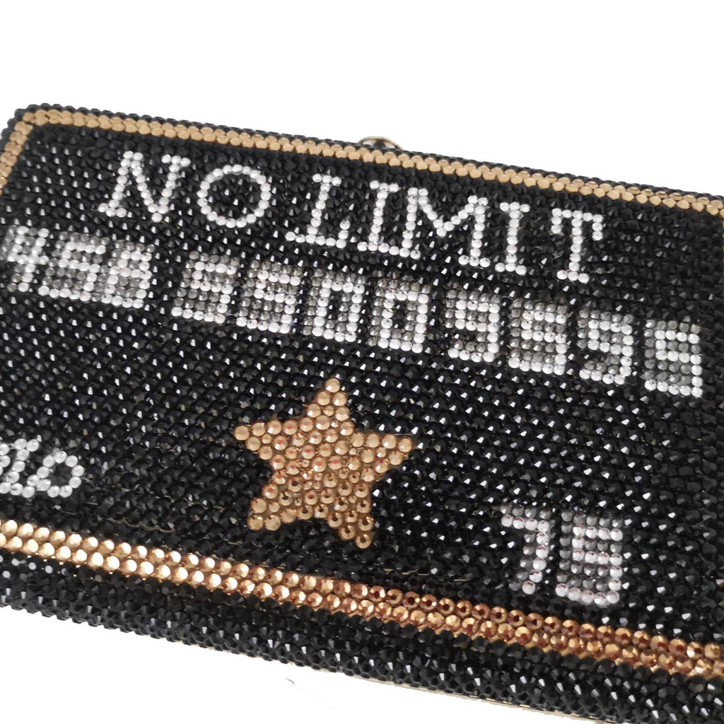 FGG Rhinestone PU Clutch Bag with Chain Handle for Dinner & Party 16x10x4cm