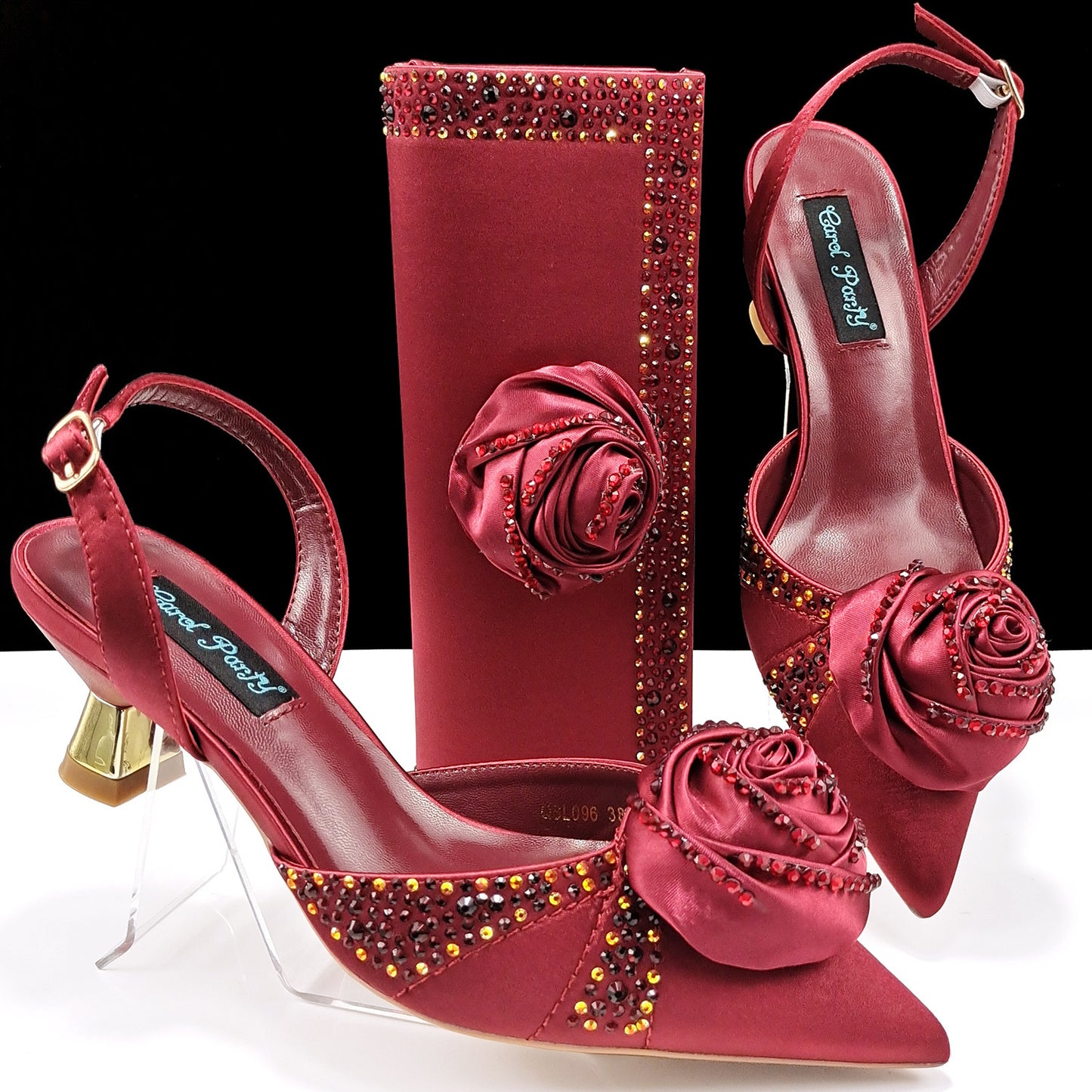 Handmade Shoes & Bags Flower Decoration Satin High Heels Suit