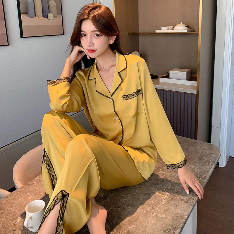 Lace Split Ladies' Autumn Winter Homewear Set