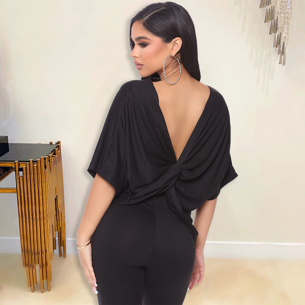 Sexy Batwing Sleeve Two-Piece Set for Women