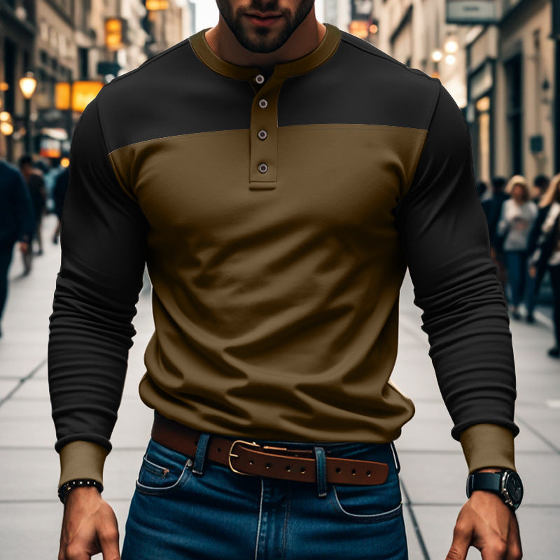 American Slim Fit Henley Shirt Pullover Long Sleeve
