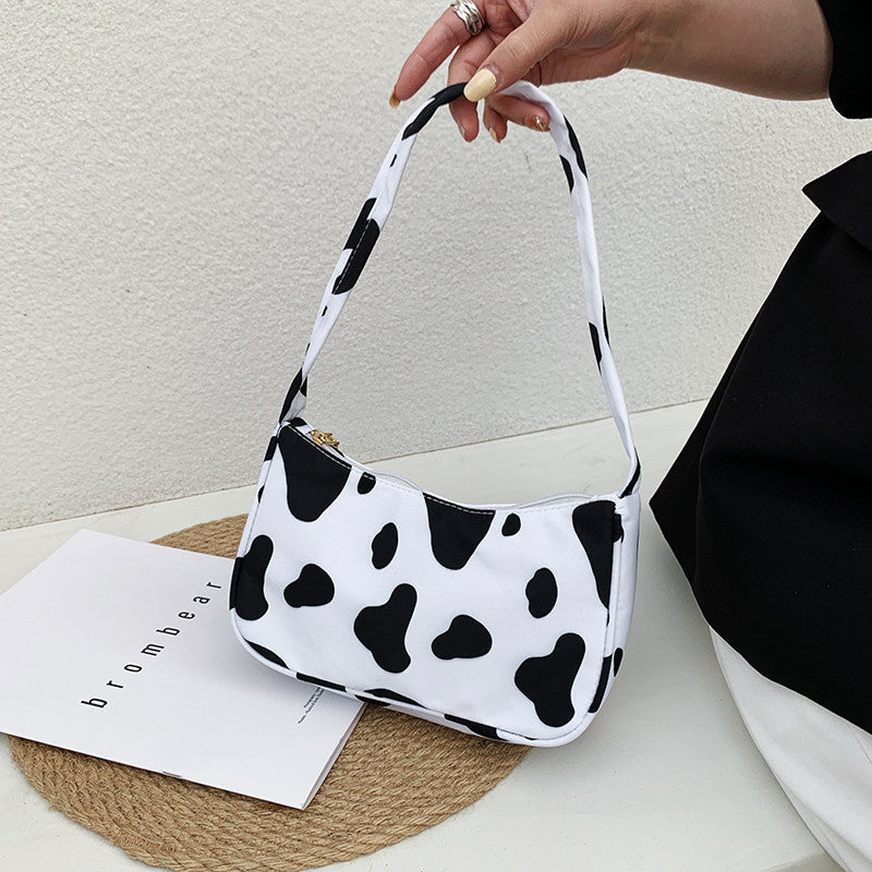 Sac à bandoulière en nylon pour femme, petit, imprimé papillon, vache ou léopard, format 23x13x7.5cm