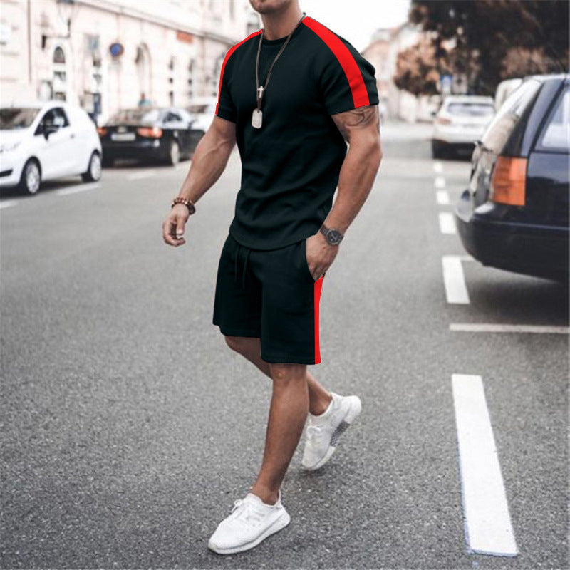 Men's Short Sleeve Athletic Suit with Shorts