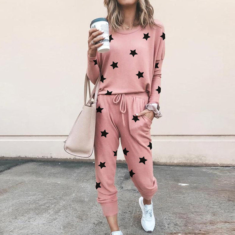 Women's Polyester Casual Printed Suit with Shirt and Pants