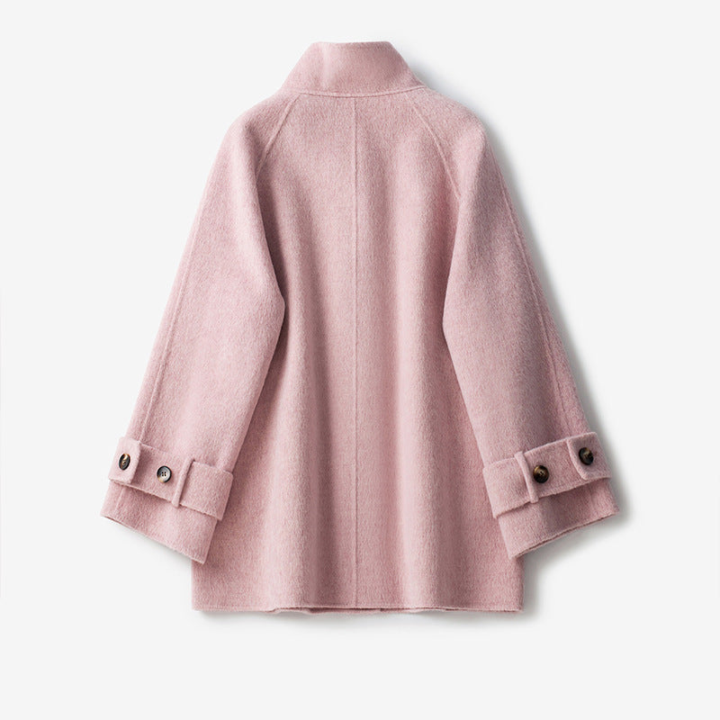 Manteau en laine amincissant mi-long double face en cachemire pour femme