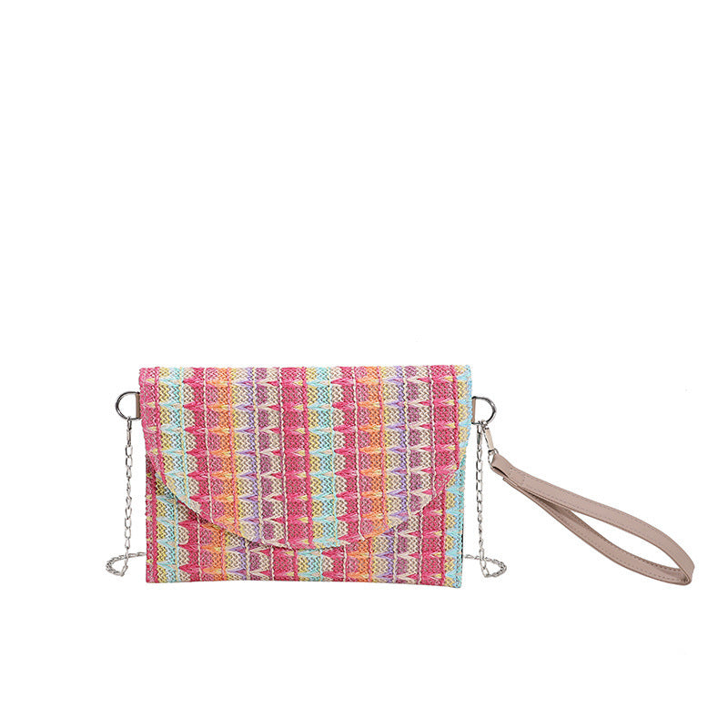 Sac à bandoulière tissé en PU de style ethnique décontracté pour femme