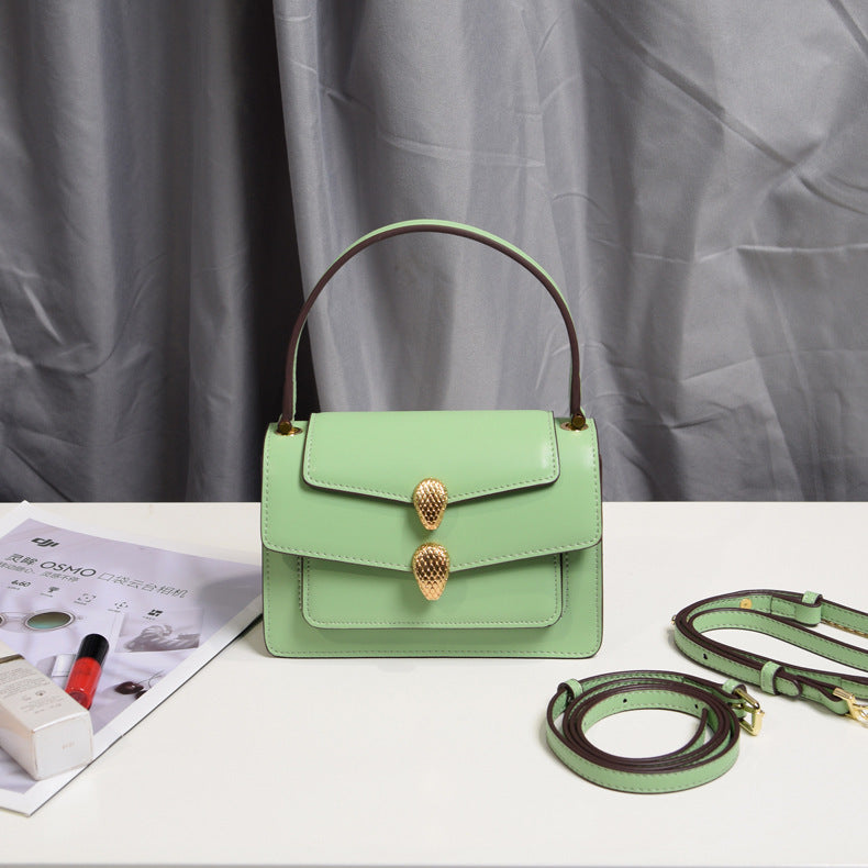 Double Snake Head Small Square Bag with Chain Strap