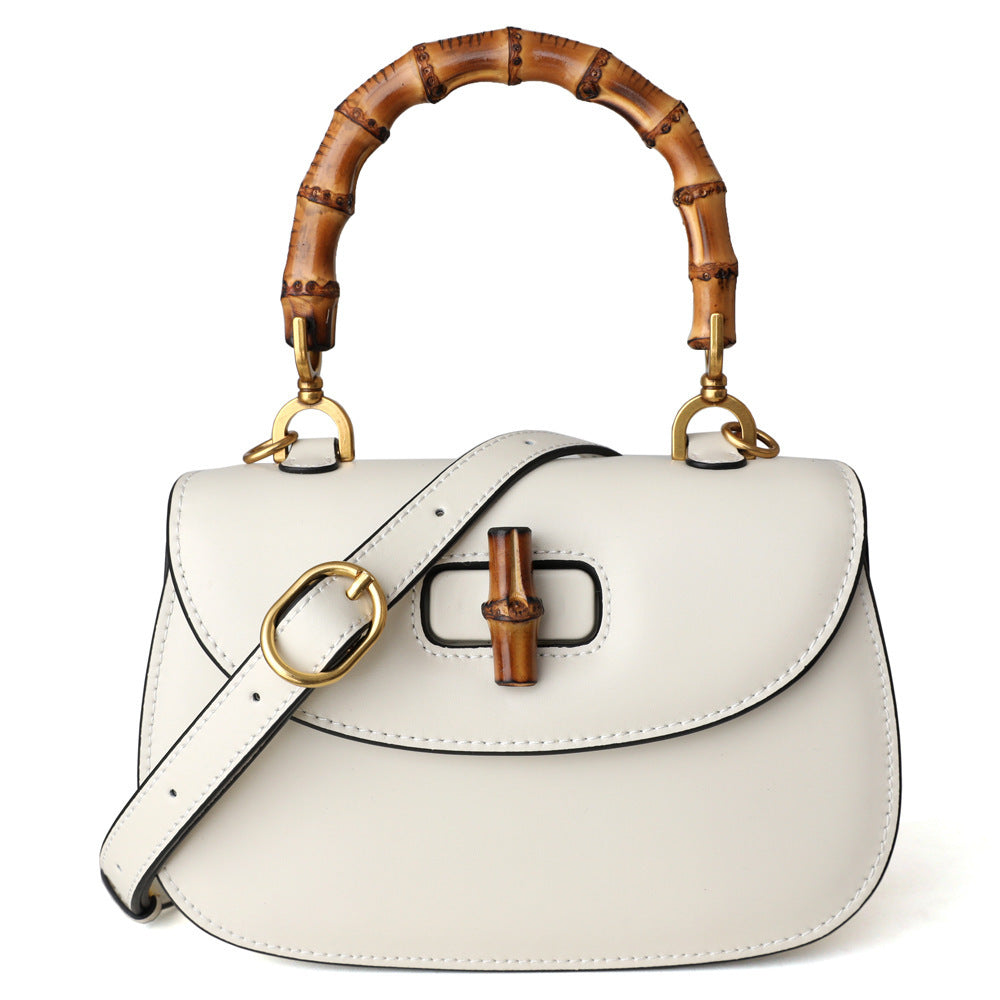 Retro Bamboo Saddle Leather One Shoulder Handbag 22x13x5cm