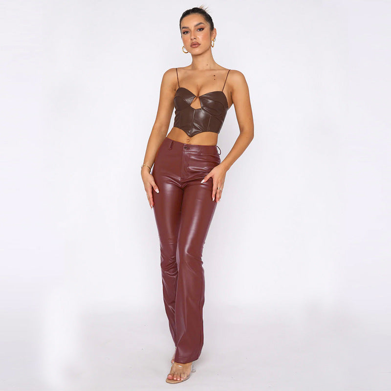 Pantalon en cuir PU haute élasticité pour femme, nouveauté tendance