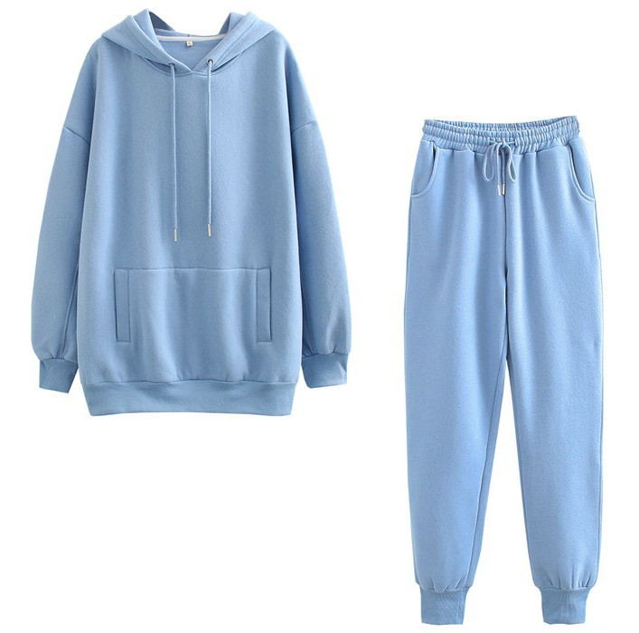 Two-Piece Casual Fleece Sweater and Straight Pants Set in Multiple Colors, Sizes S-XL
