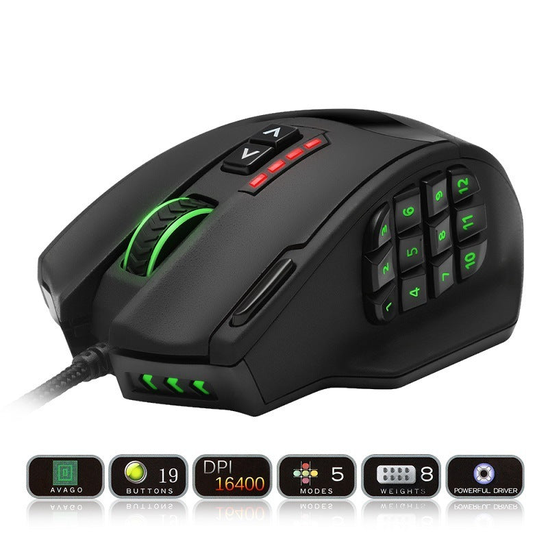 RGB Backlit Gaming Mouse with 18 Programmable Buttons & 16,400 DPI Sensor