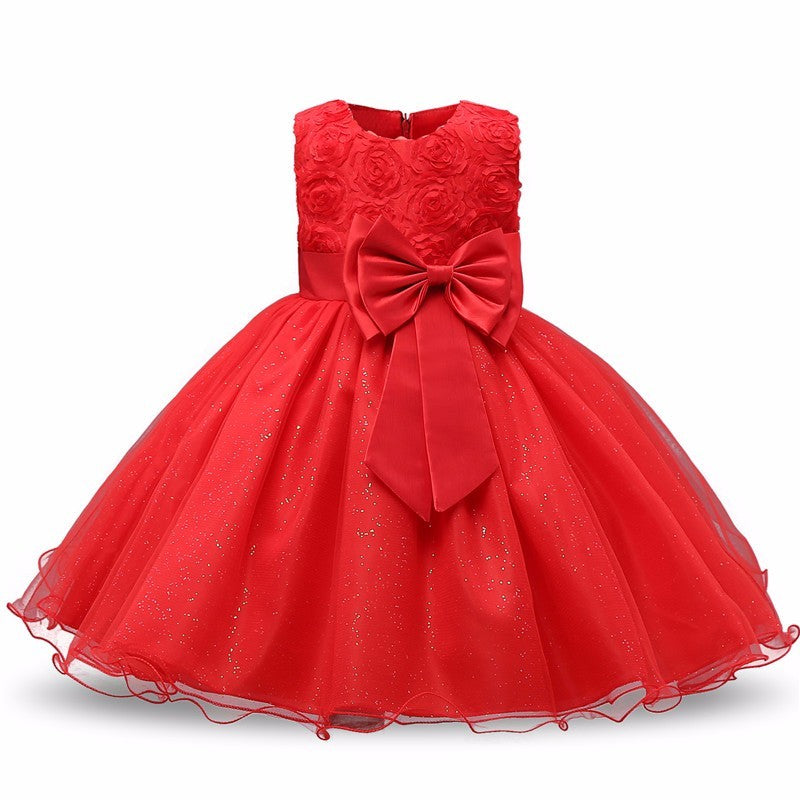 Princess Flower Girl Knee-Length Tutu Dress for Summer Wedding & Birthday Party
