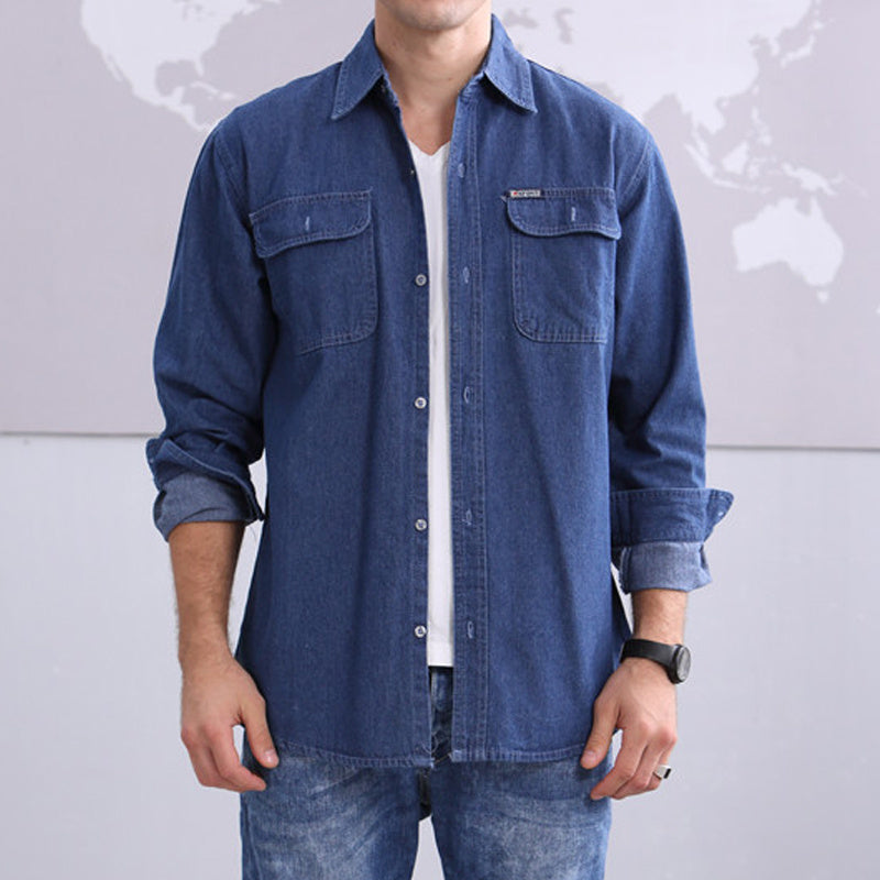 Men's Loose Fit Denim Long Sleeve Shirt