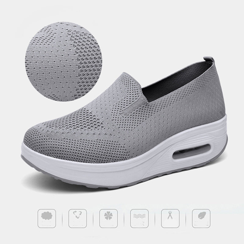 Chaussures de marche à coussin d'air en maille pour femme avec semelles épaisses