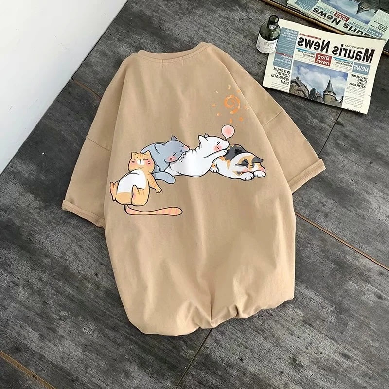 New Japanese Animal Print Cute Short-sleeved T-shirt Boys Summer