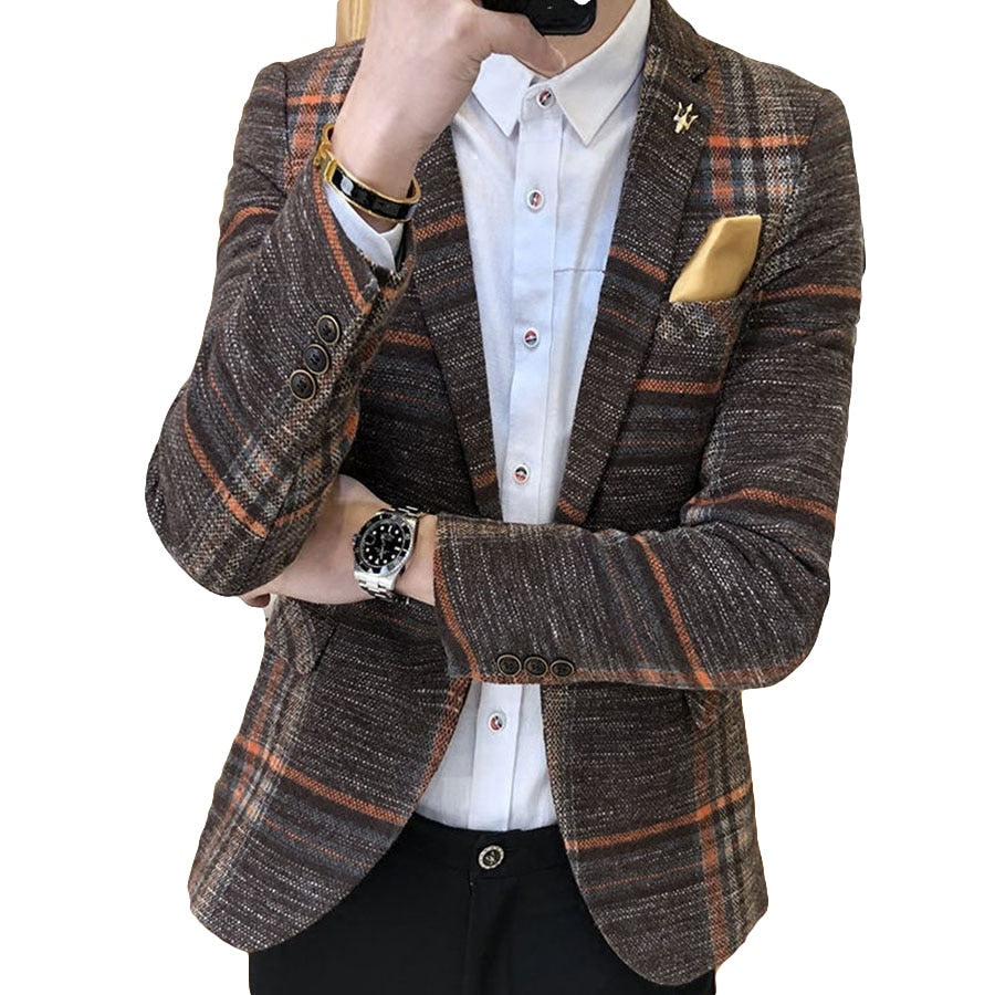 Blazer slim à carreaux pour homme