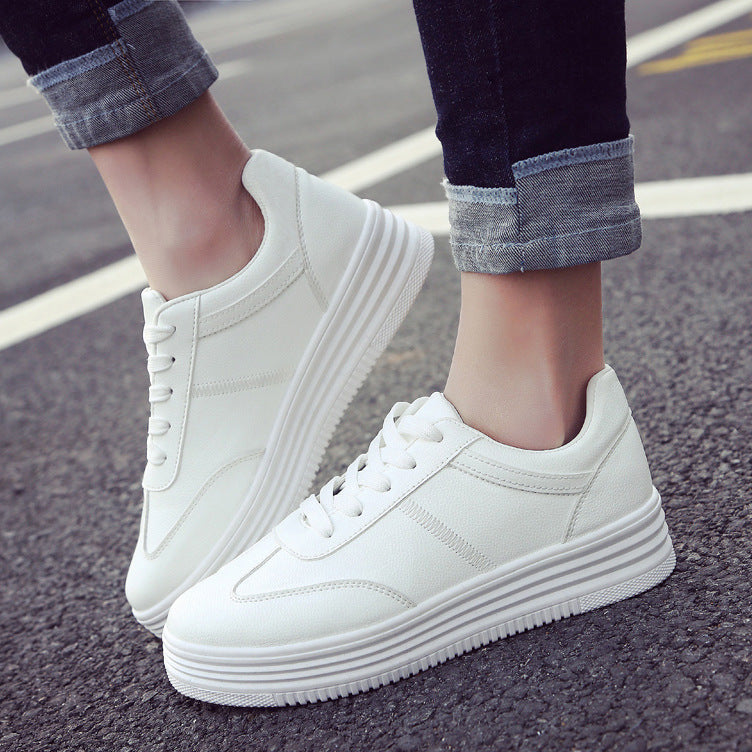 Female Leather Shoes Solid Platform Shoes