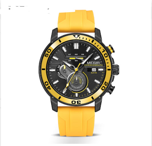Megir Men's Multifunctional Sports Chronograph Watch with Silicone Strap