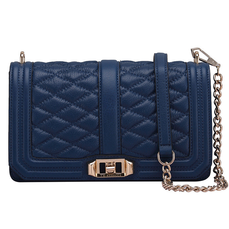 Women's Rhombic Chain Shoulder Bag Crossbody Plaid Cowhide