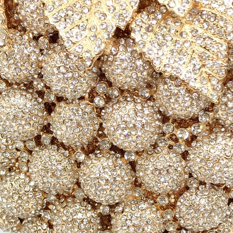 Sac de dîner à chaîne en forme de raisin clouté de diamants, petit 13x17.5x8 cm