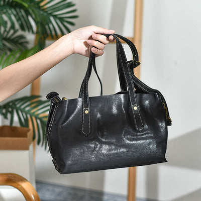Sac à bandoulière en cuir de vachette fait main pour femme - Couleur unie minimaliste et tendance