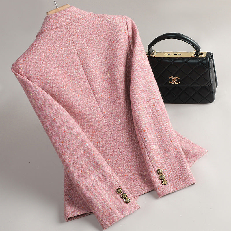 Women's Wool Suit Jacket in Pink, Brown & Gray - Sizes S-XXXL