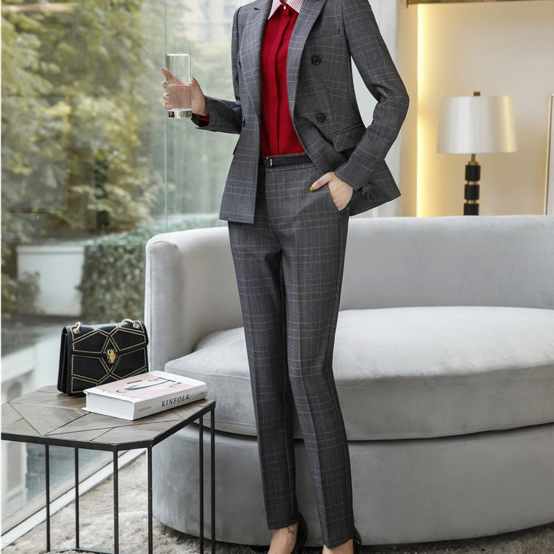 Slim Small Gray Formal Suit Work Clothes