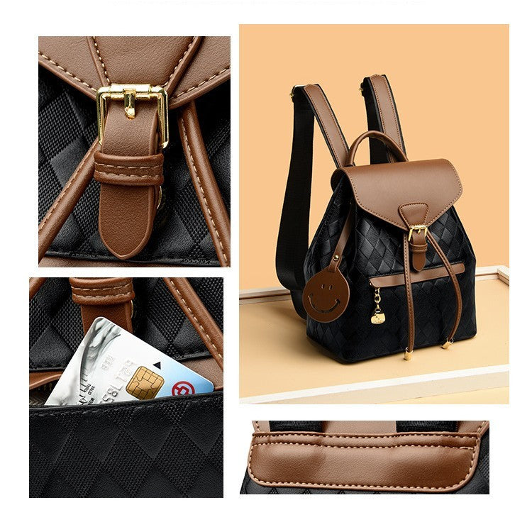Multifunction PU Leather Casual Backpack Bucket Style