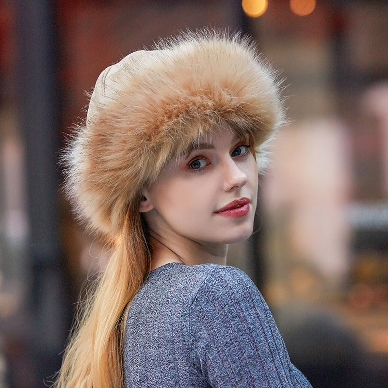 Yurt Style Plus Velvet Fox Fur Hat - One Size, Multiple Colors