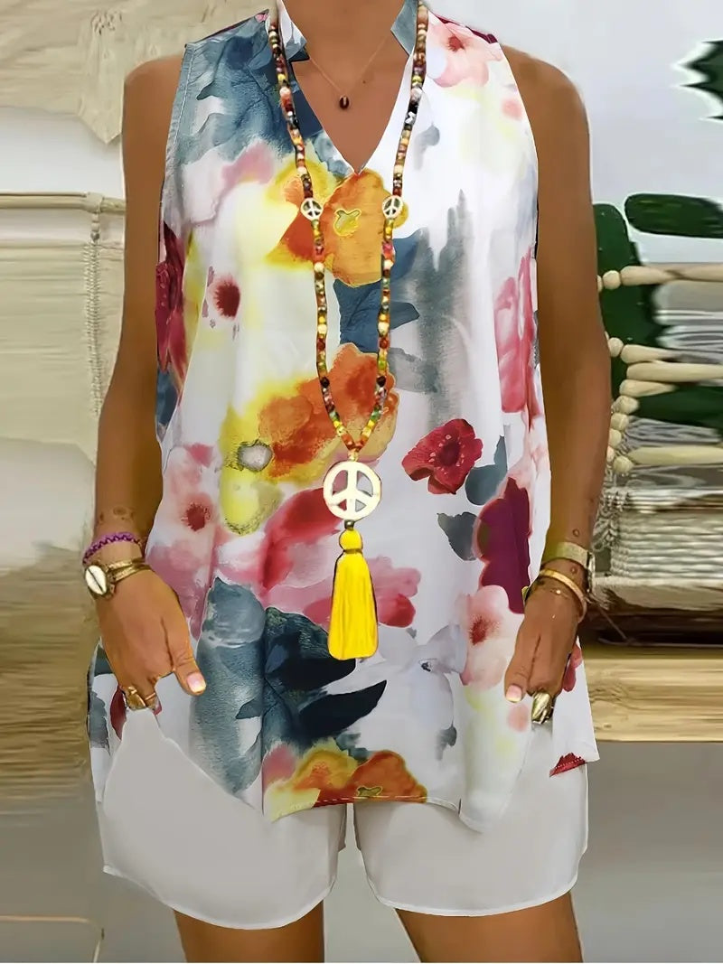 Women's Casual And Comfortable Sleeveless Two-piece Set