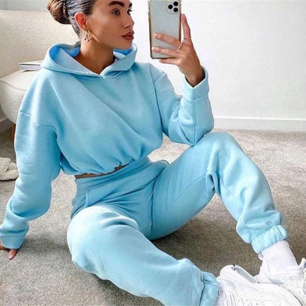 Survêtement de jogging 2 pièces pour femme - Sweat à capuche à manches longues et pantalon de survêtement décontracté
