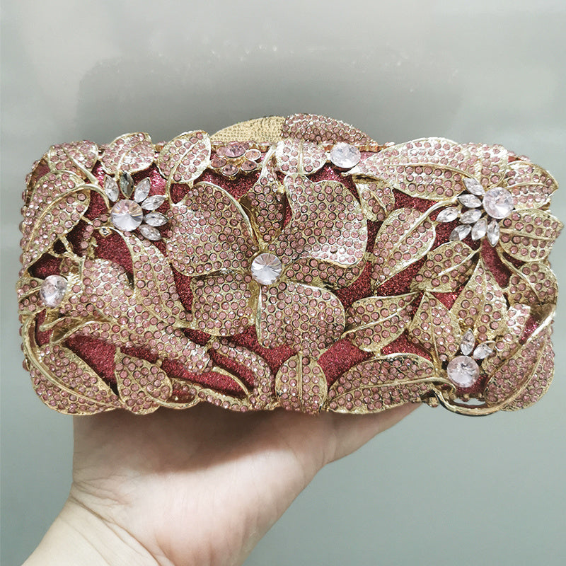 Ladies Rhinestone Flower Cutout Clutch 18CM