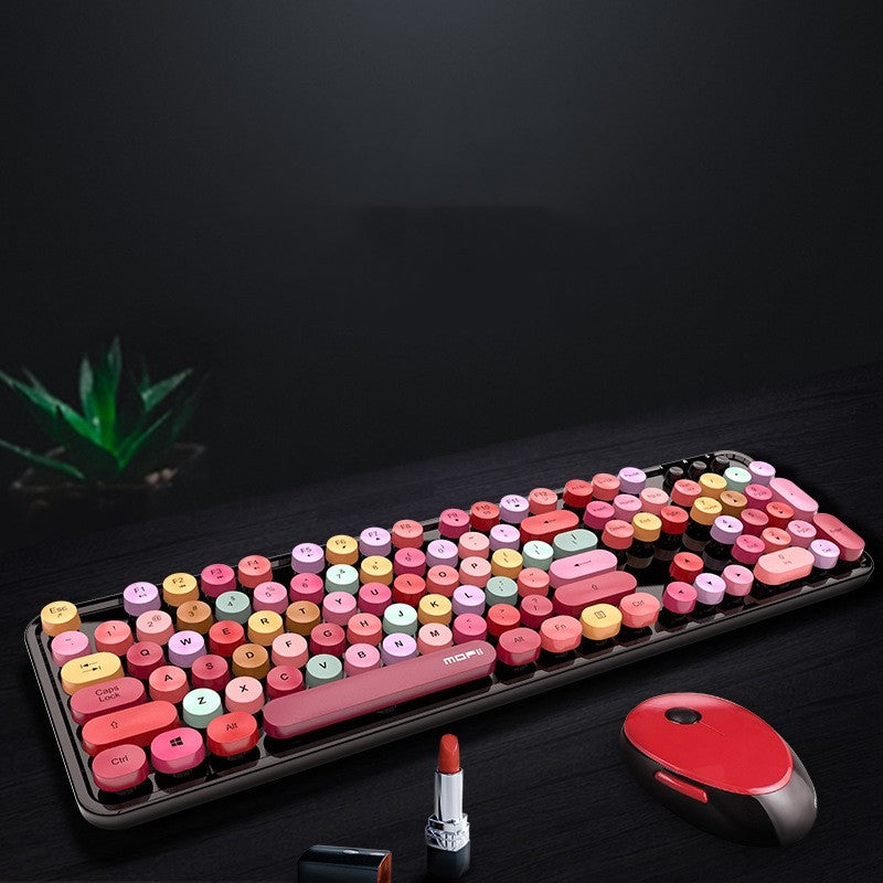Ensemble Clavier et Souris sans Fil Style Rouge à Lèvres Coloré