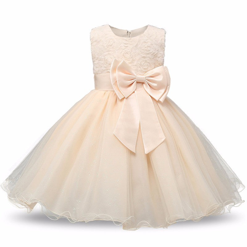 Princess Flower Girl Knee-Length Tutu Dress for Summer Wedding & Birthday Party