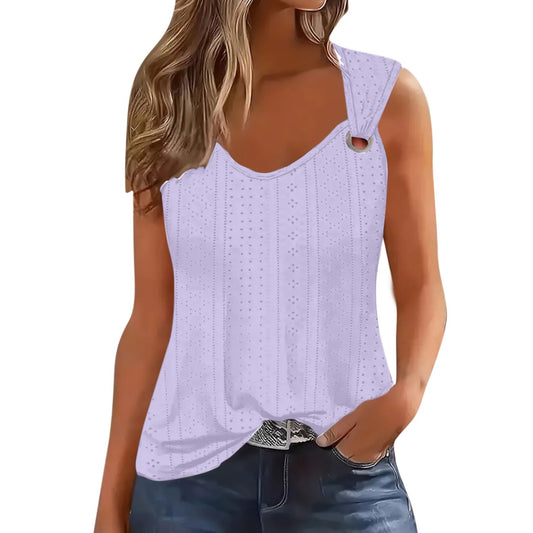Women's Solid Color And V-neck Sleeveless Vest T-shirt