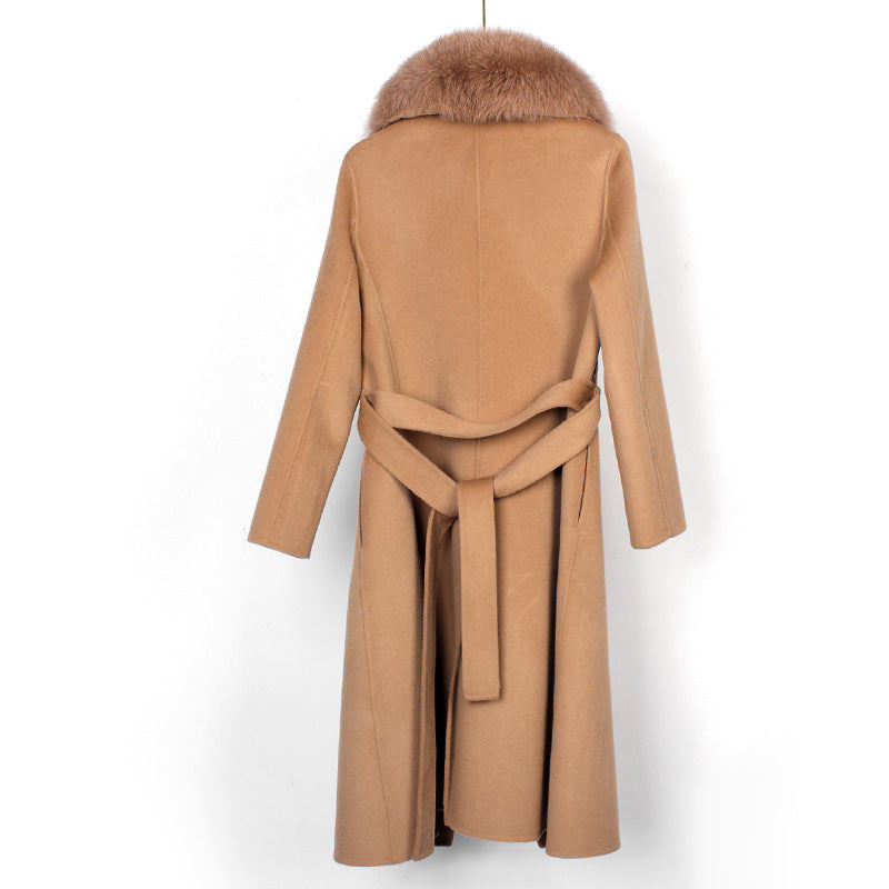 Wool Double-Faced Overcoat with Belt Slim Fit Autumn Winter