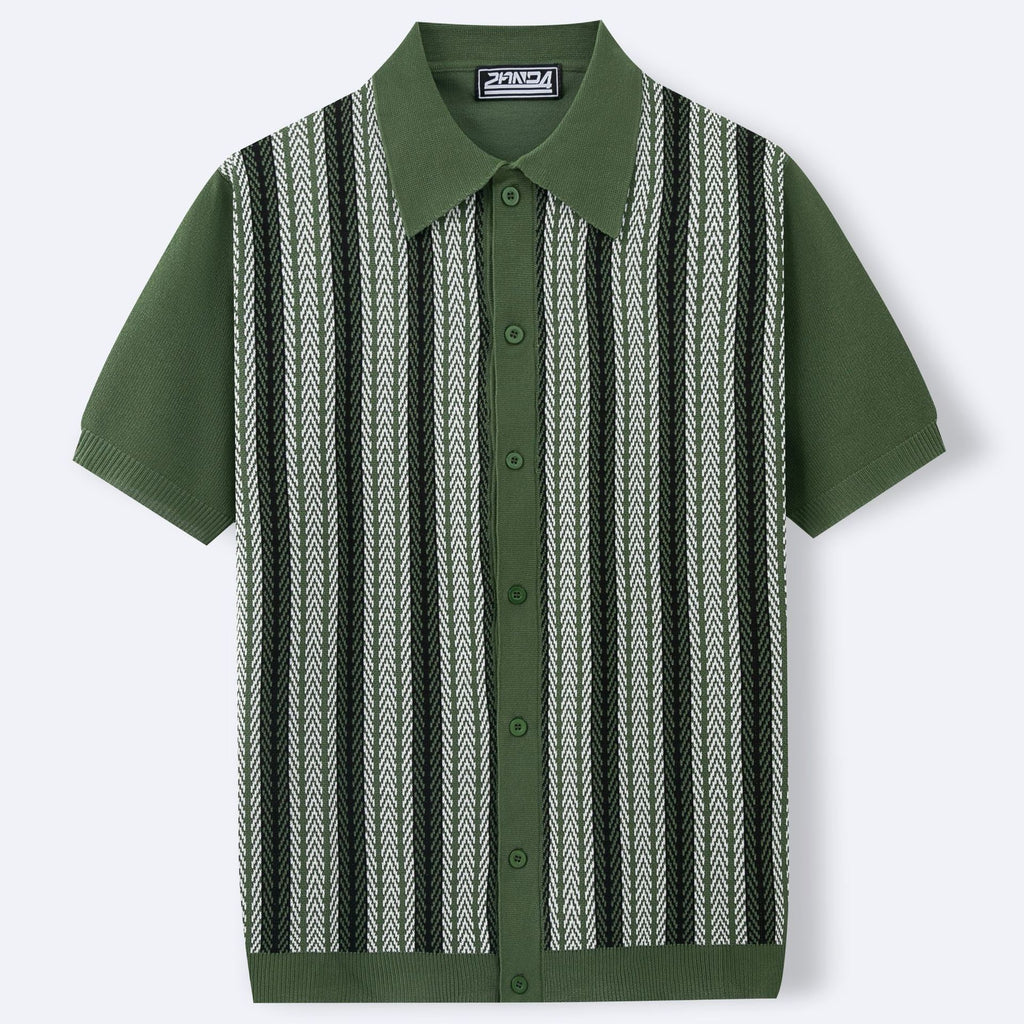 Men's Casual Striped Jacquard Short Sleeve Sweater Summer Sizes M-3XL