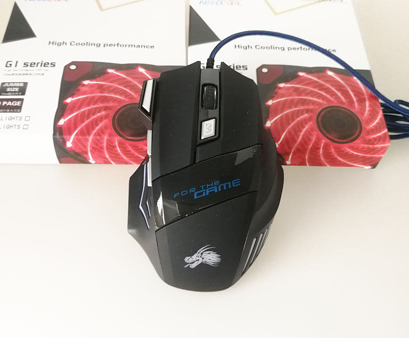 Wired 5500DPI Optical Gaming Mouse with 7-Color LED Backlight, 7 Buttons USB for PC Laptop Desktop